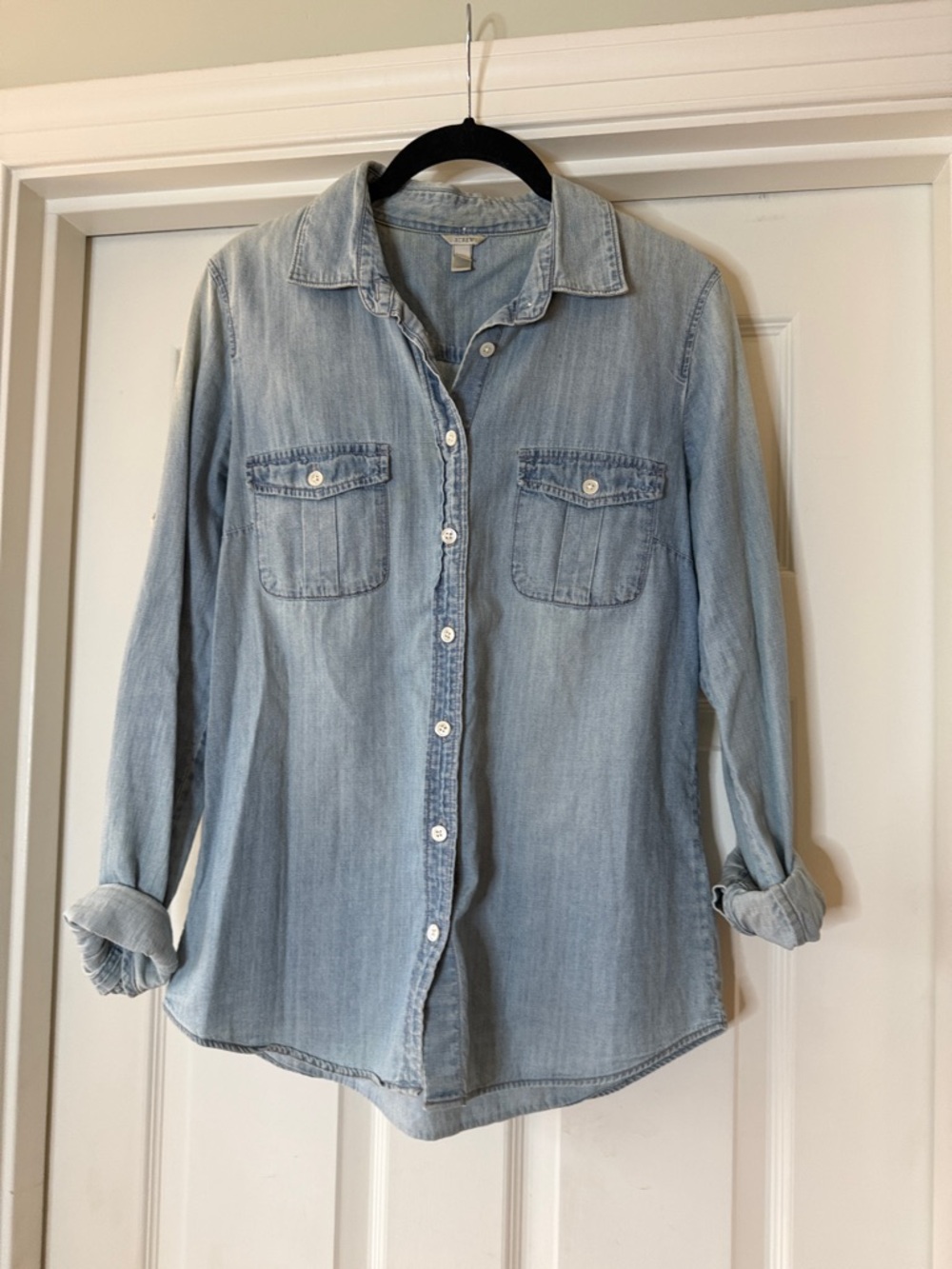 J. Crew faded blue denim shirt